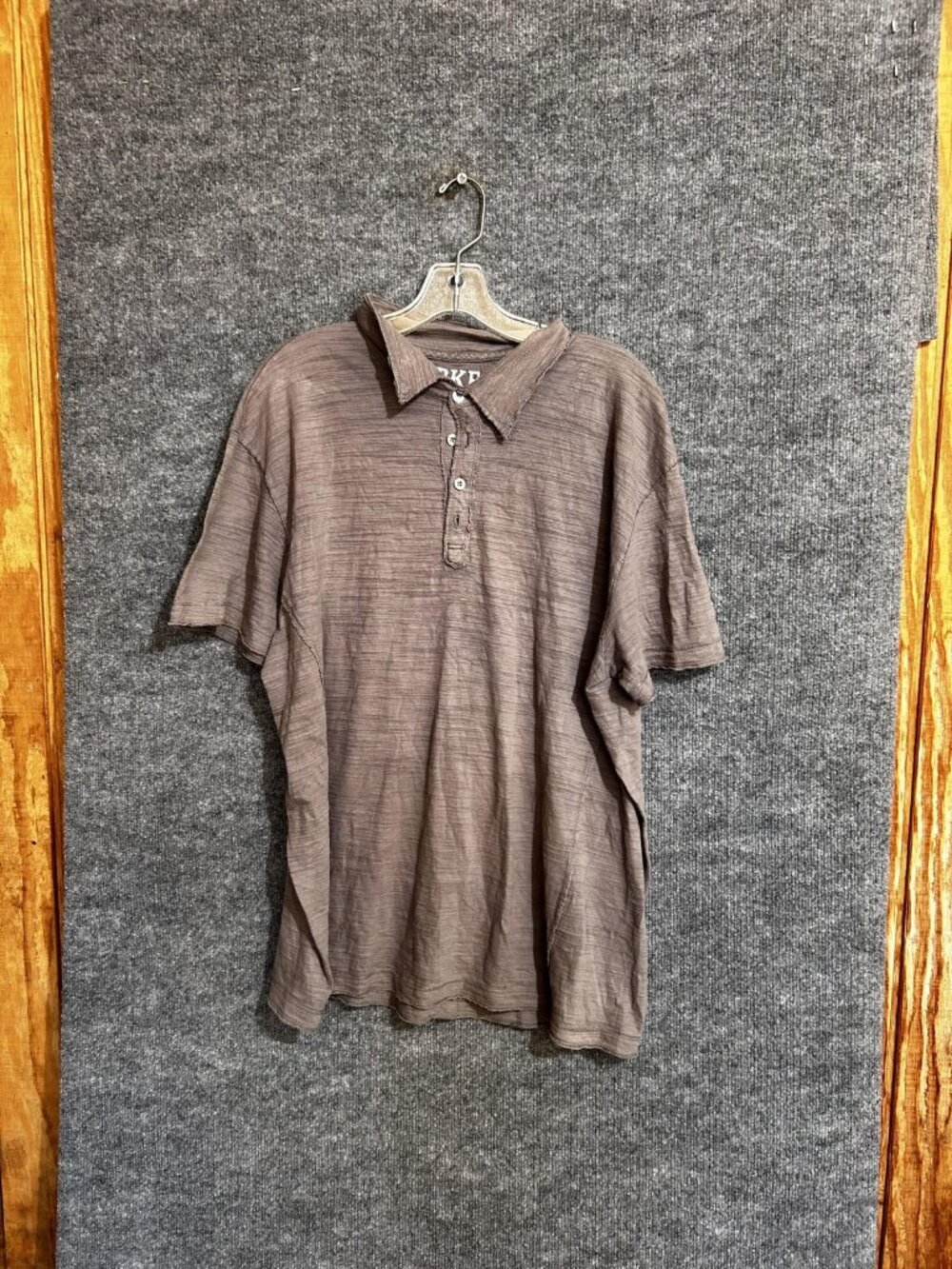 BKE Polo Shirt Mens XL Brown Athletic Fit 100% Cotton Slub Knit Casual